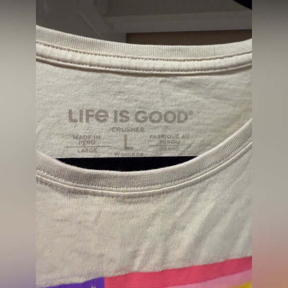 Life is Good Cream Tee with Rainbow Flag - Picture 3 of 4